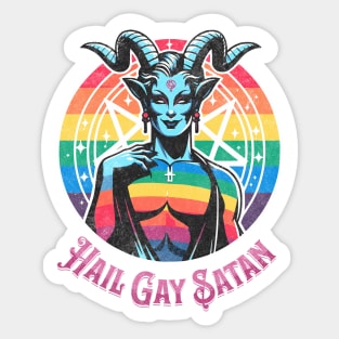 Funny Hail Gay Satan and Hell Is Inclusive - LGBT Pride Baphomet Sticker